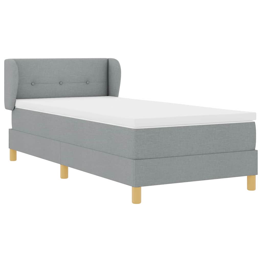 Letto a molle con testiera Grigio chiaro 100 x 200 cm Tessuto