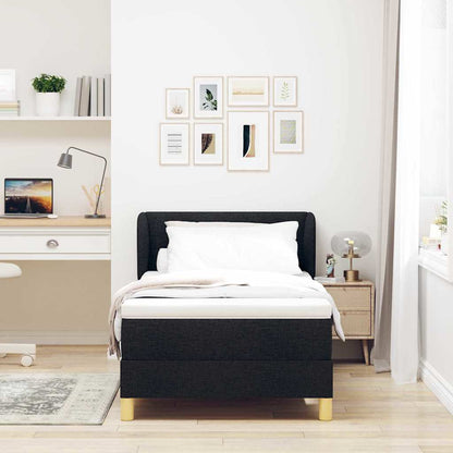 Letto a molle con materasso Nero 100 x 200 cm Tessuto
