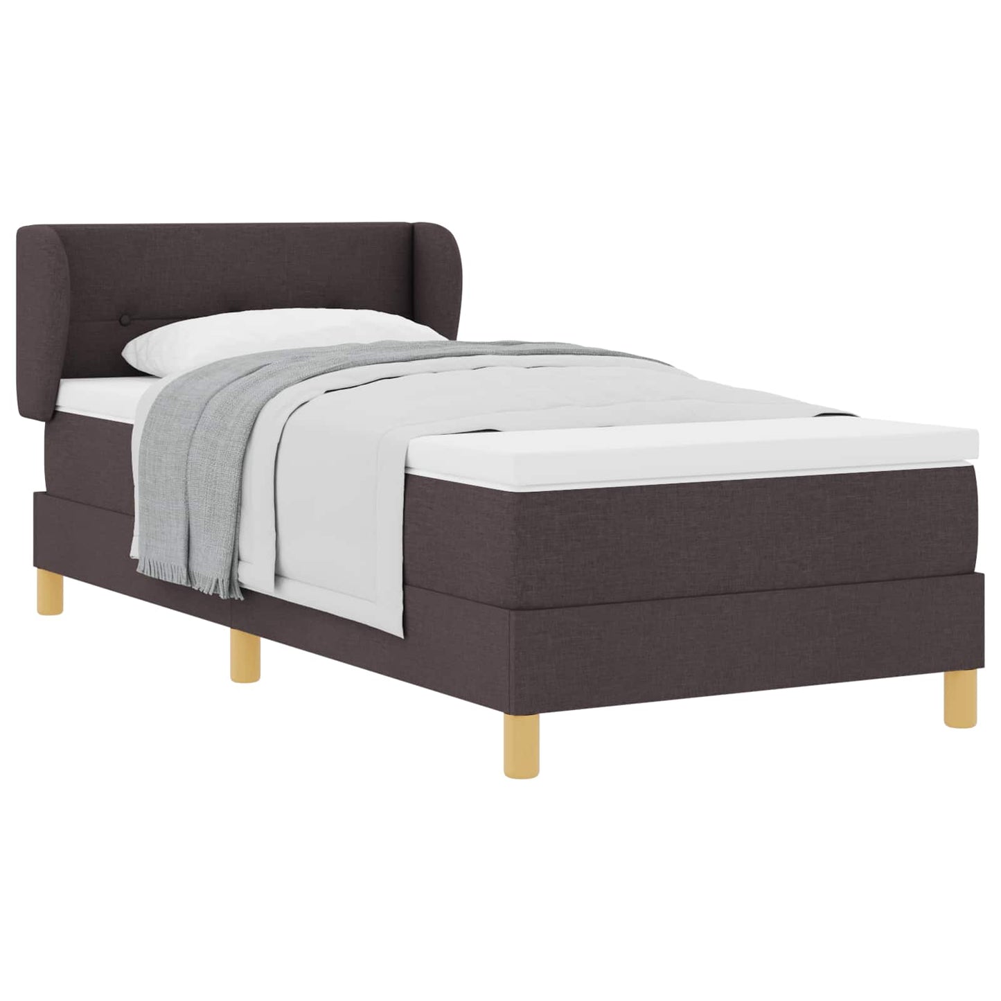 Letto a molle con testiera Marrone Scuro 100 x 200 cm Tessuto