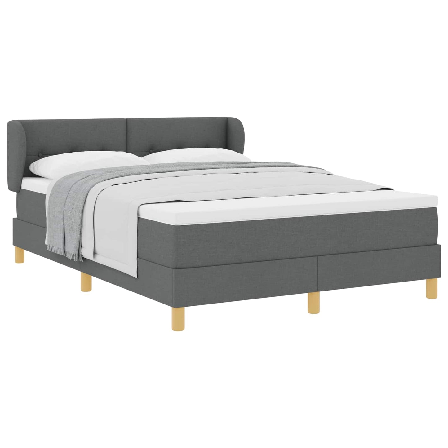 Letto a molle con materasso Grigio scuro 140 x 190 cm Tessuto | homemem39