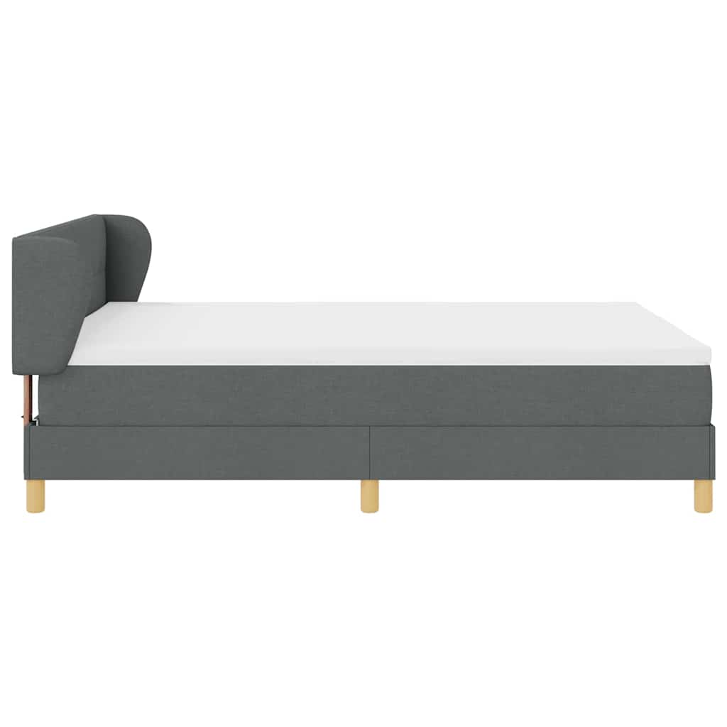 Letto a molle con testiera Grigio scuro 140 x 190 cm Tessuto
