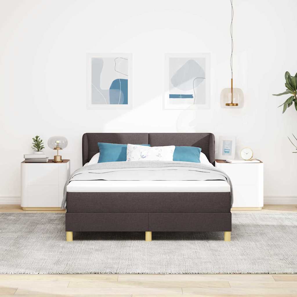 Letto a molle con testiera Marrone Scuro 140 x 190 cm Tessuto
