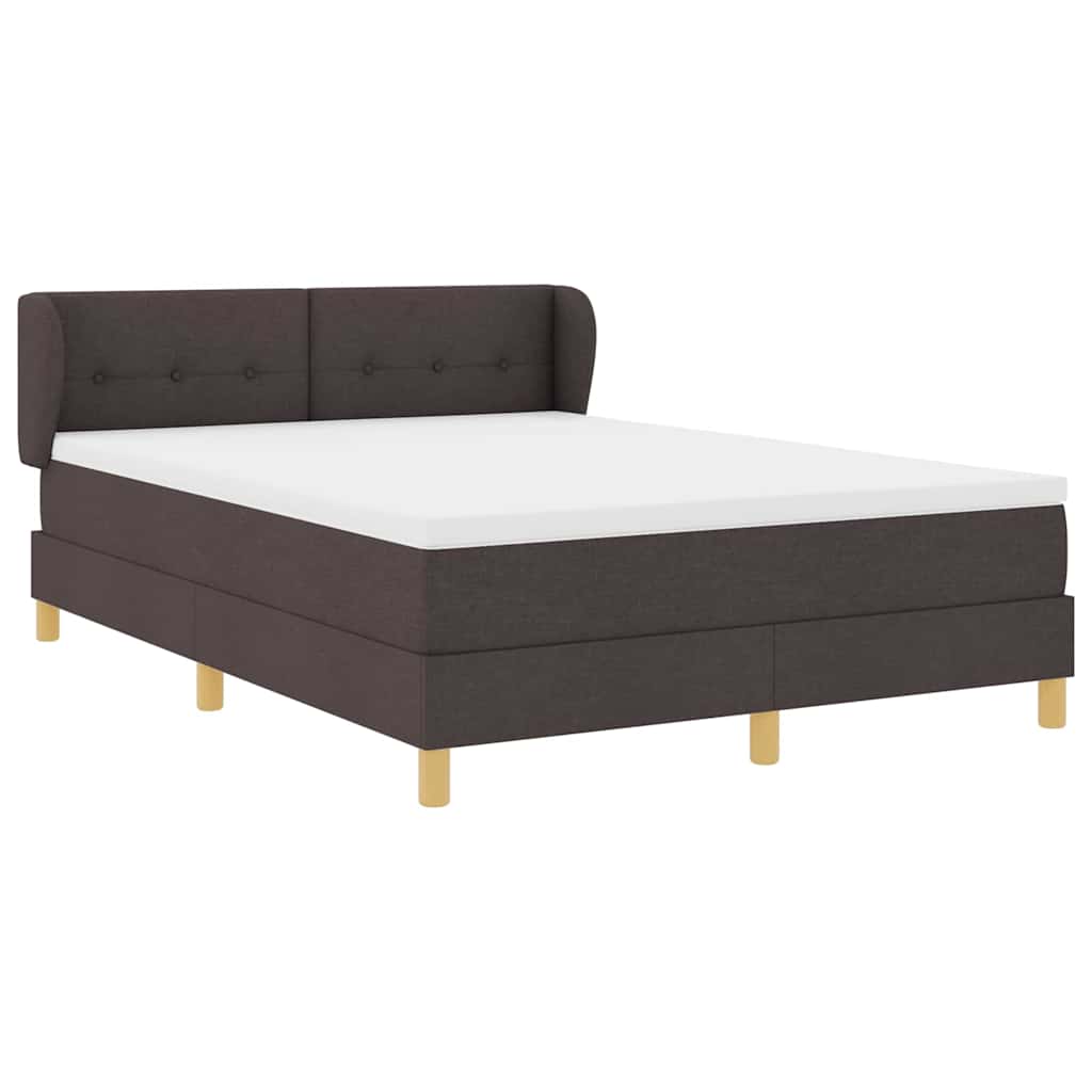 Letto a molle con testiera Marrone Scuro 140 x 190 cm Tessuto