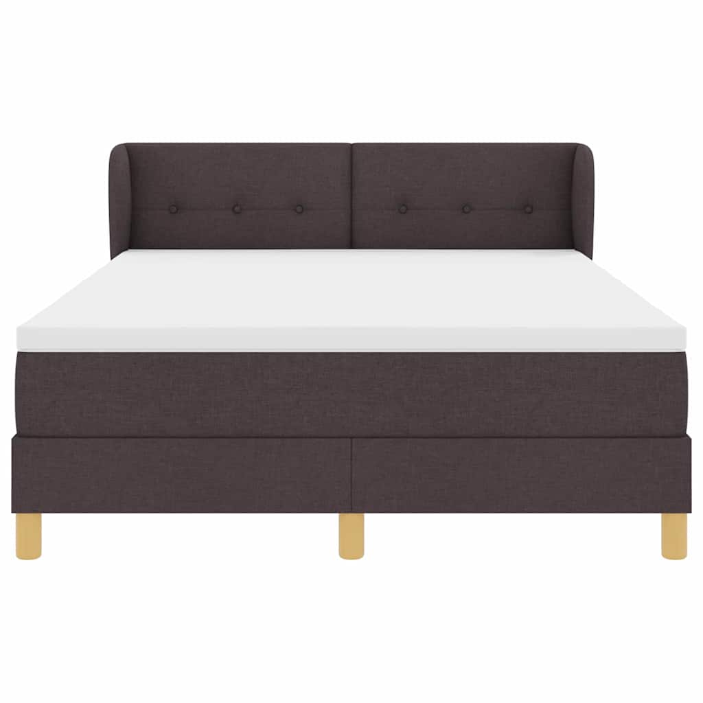 Letto a molle con testiera Marrone Scuro 140 x 190 cm Tessuto