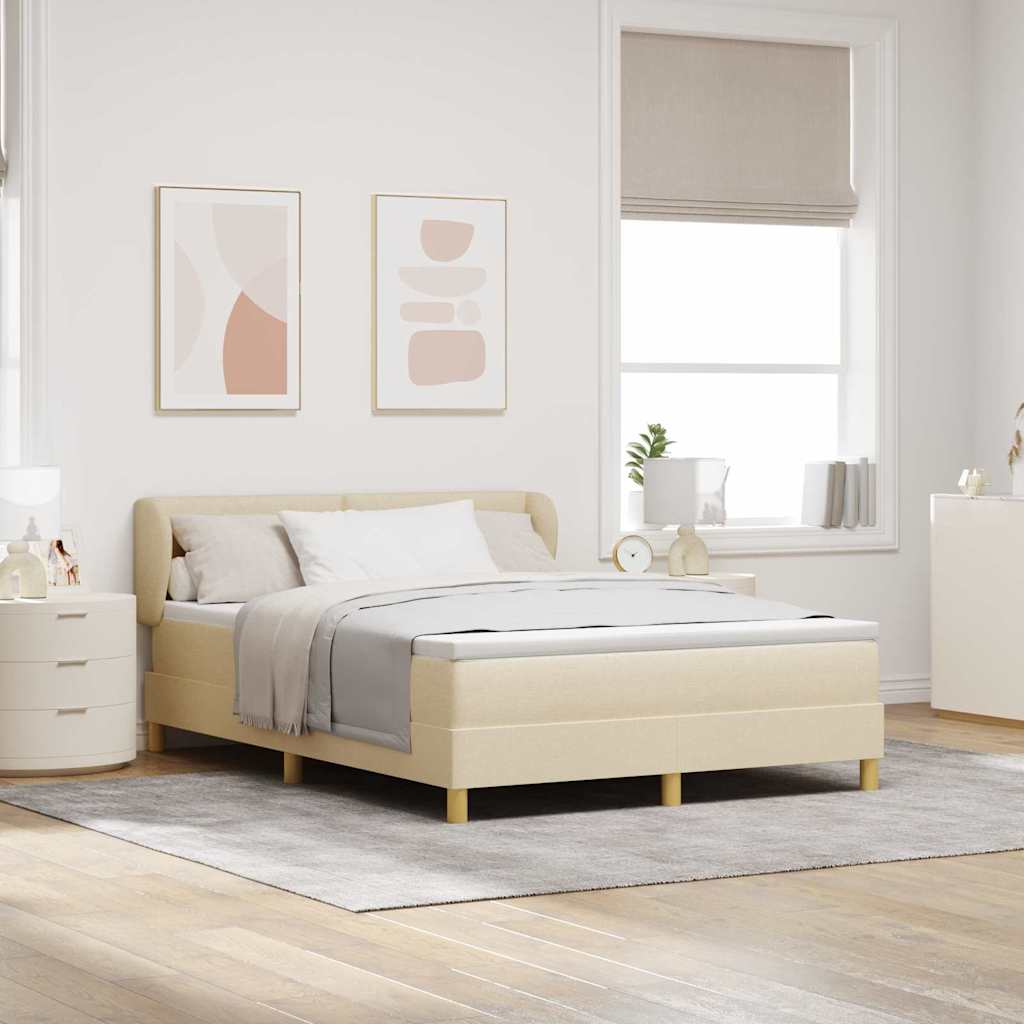 Letto a molle con materasso Crema 140 x 190 cm Tessuto | homemem39