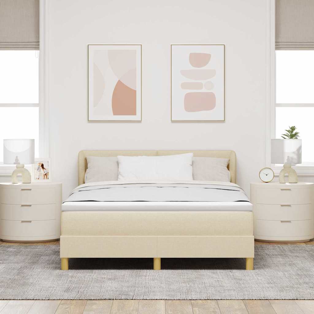 Letto a molle con materasso Crema 140 x 190 cm Tessuto | homemem39