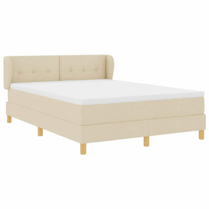 Letto a molle con testiera Crema 140 x 190 cm Tessuto