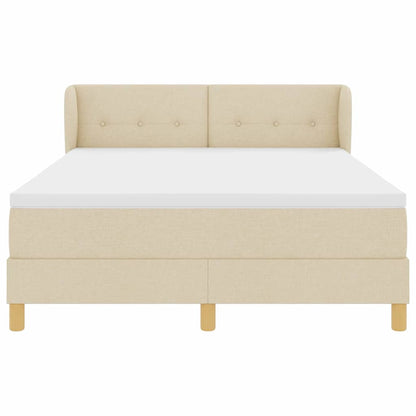 Letto a molle con materasso Crema 140 x 190 cm Tessuto | homemem39