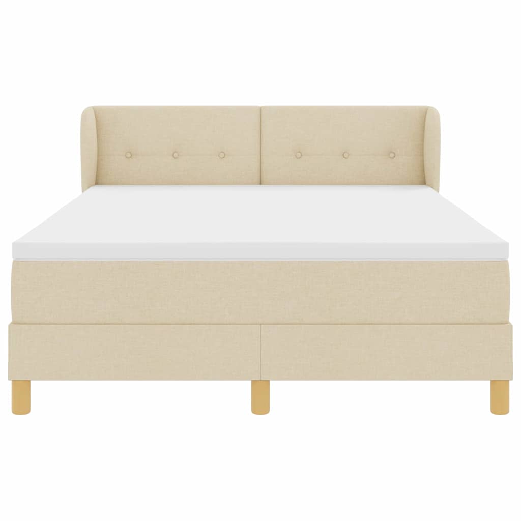 Letto a molle con testiera Crema 140 x 190 cm Tessuto