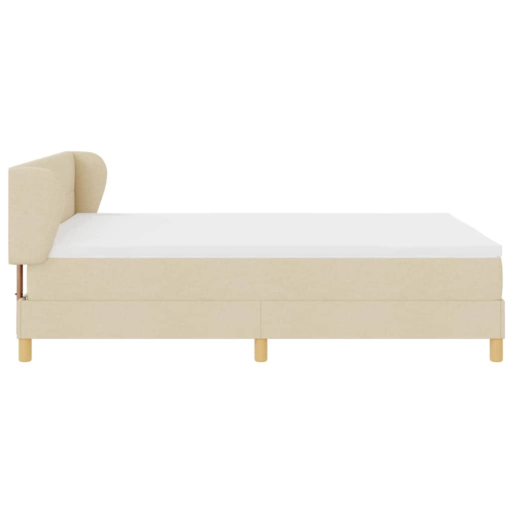 Letto a molle con materasso Crema 140 x 190 cm Tessuto | homemem39