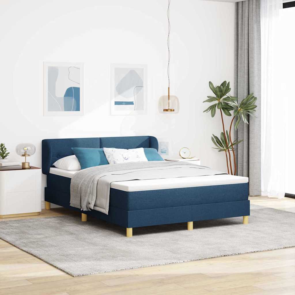 Letto a molle con materasso Blu 140 x 190 cm Tessuto | homemem39