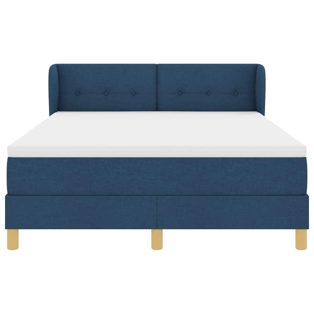 Letto a molle con testiera Blu 140 x 190 cm Tessuto