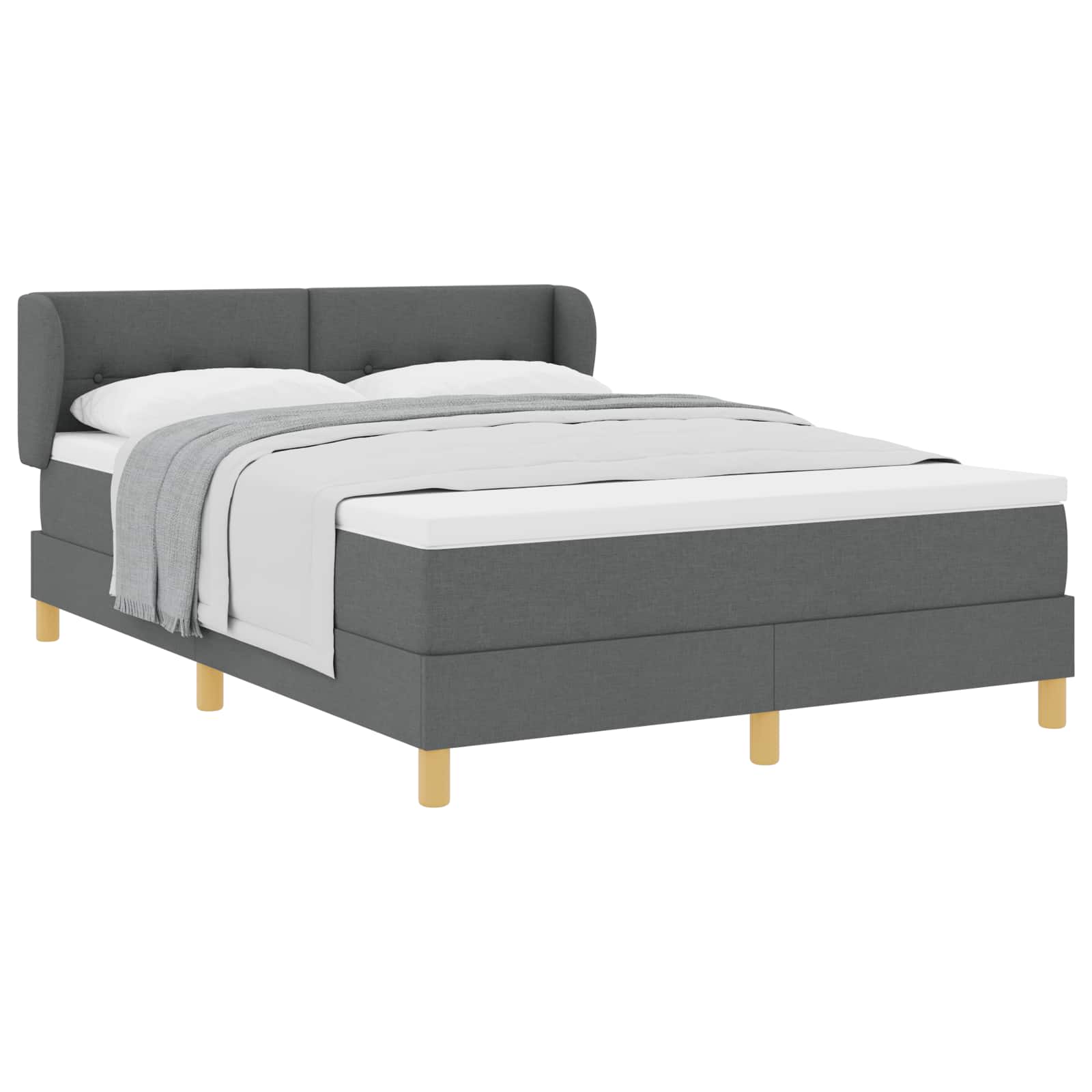 Letto a molle con testiera Grigio scuro 140 x 200 cm Tessuto | homemem39
