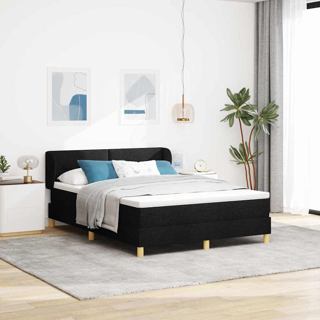 Letto a molle con testiera Nero 140 x 200 cm Tessuto