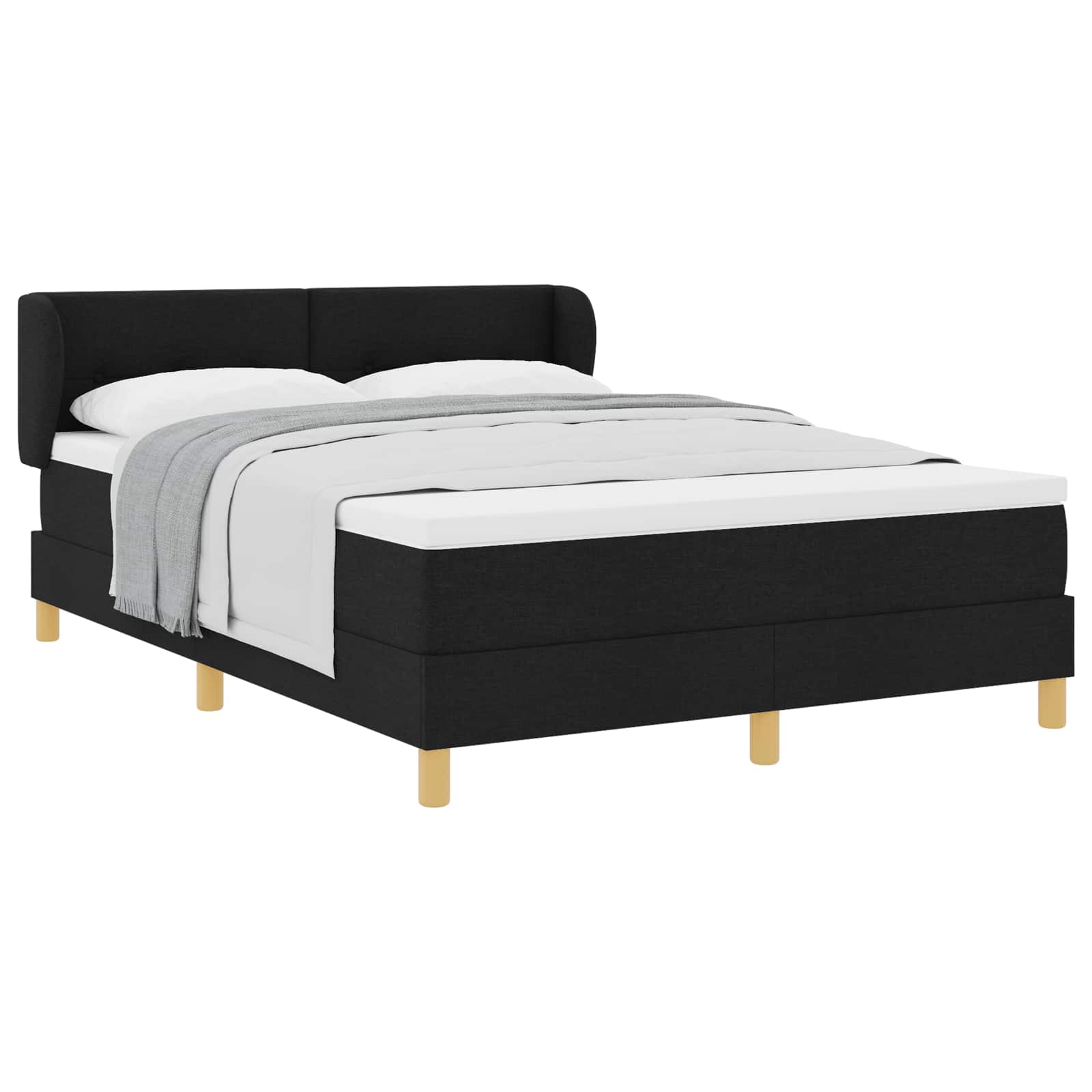 Letto a molle con testiera Nero 140 x 200 cm Tessuto | homemem39