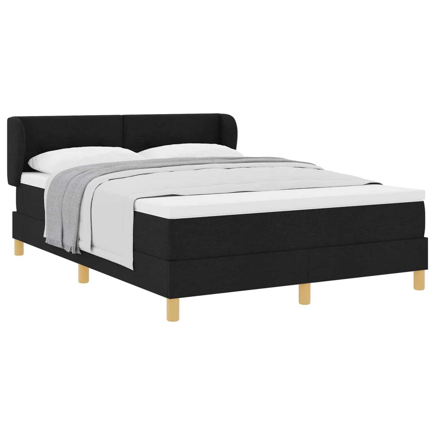 Letto a molle con testiera Nero 140 x 200 cm Tessuto