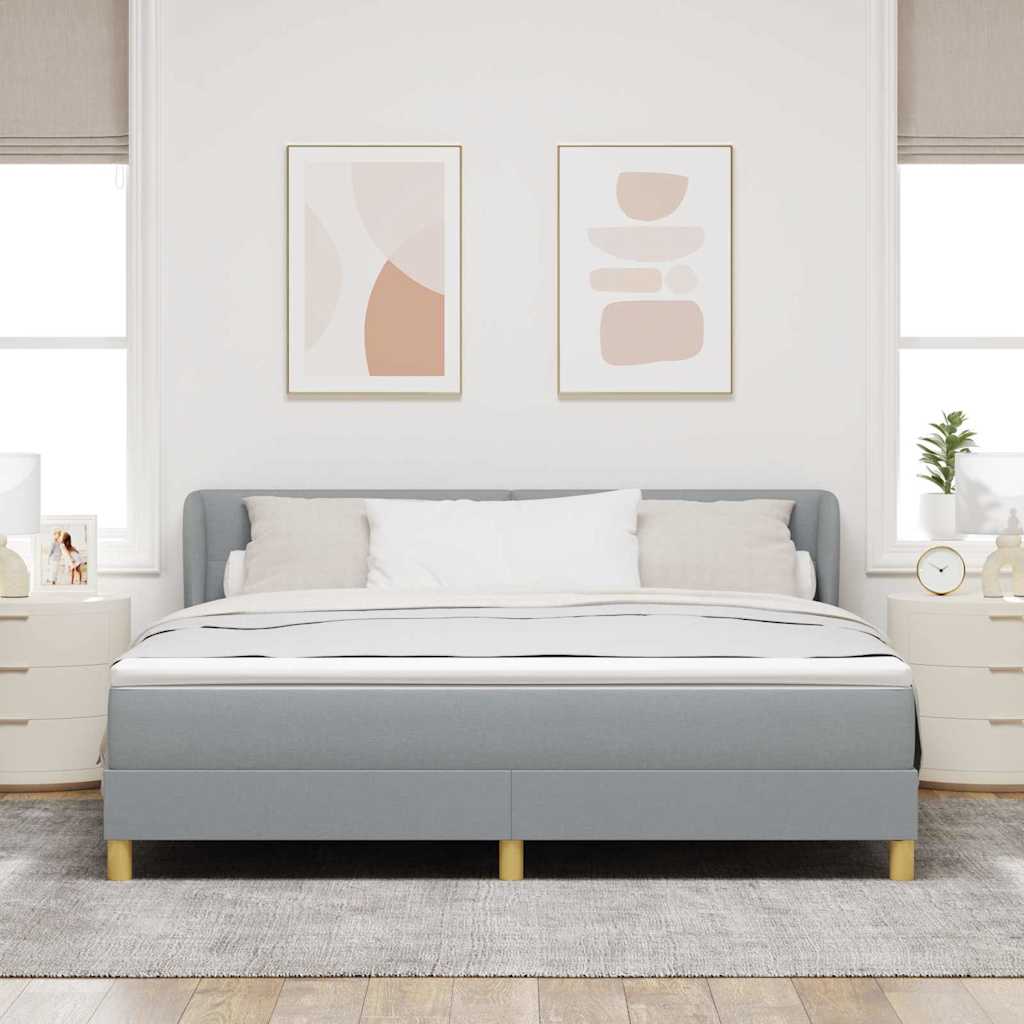 Letto a molle con testiera Grigio chiaro 180 x 200 cm Tessuto