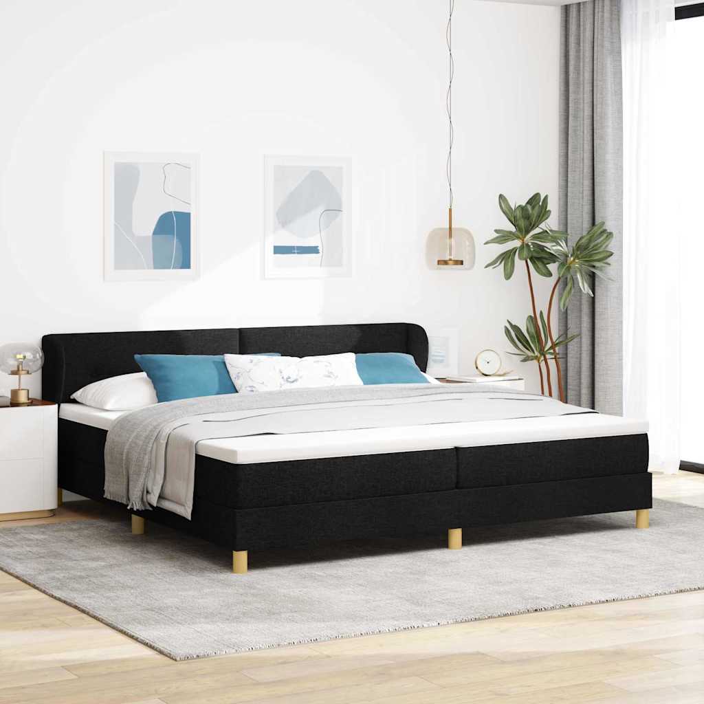 Letto a molle con testiera Nero 200 x 200 cm Tessuto | homemem39
