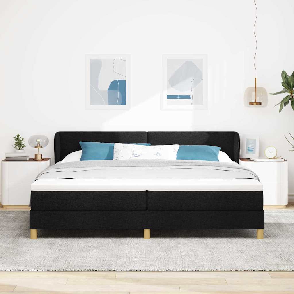 Letto a molle con testiera Nero 200 x 200 cm Tessuto | homemem39