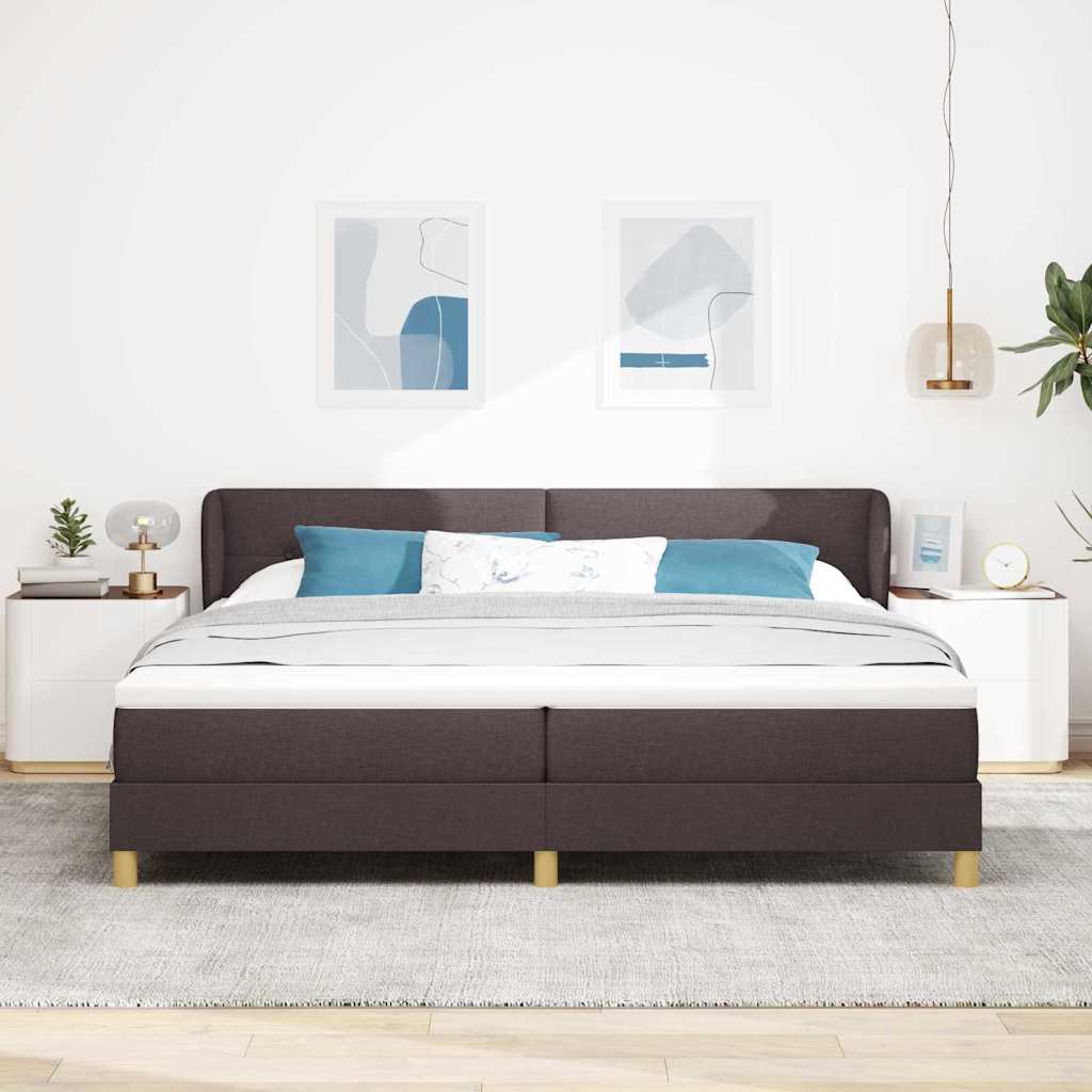 Letto a molle con testiera Marrone Scuro 200 x 200 cm Tessuto | homemem39