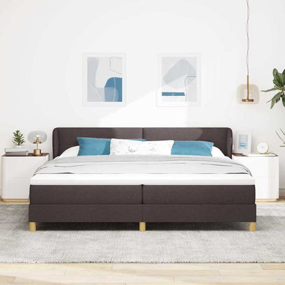 Letto a molle con testiera Marrone Scuro 200 x 200 cm Tessuto | homemem39