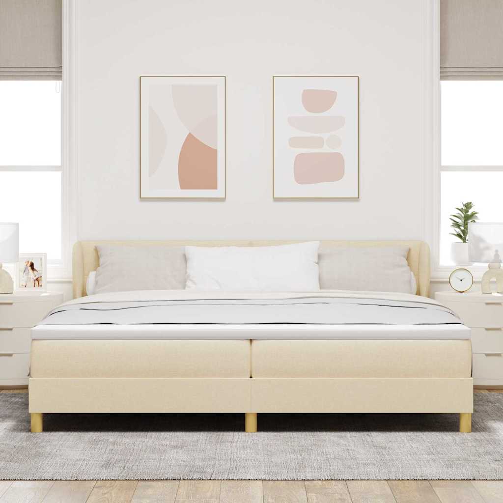 Letto a molle con testiera Crema 200 x 200 cm Tessuto | homemem39