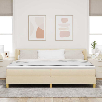 Letto a molle con testiera Crema 200 x 200 cm Tessuto | homemem39
