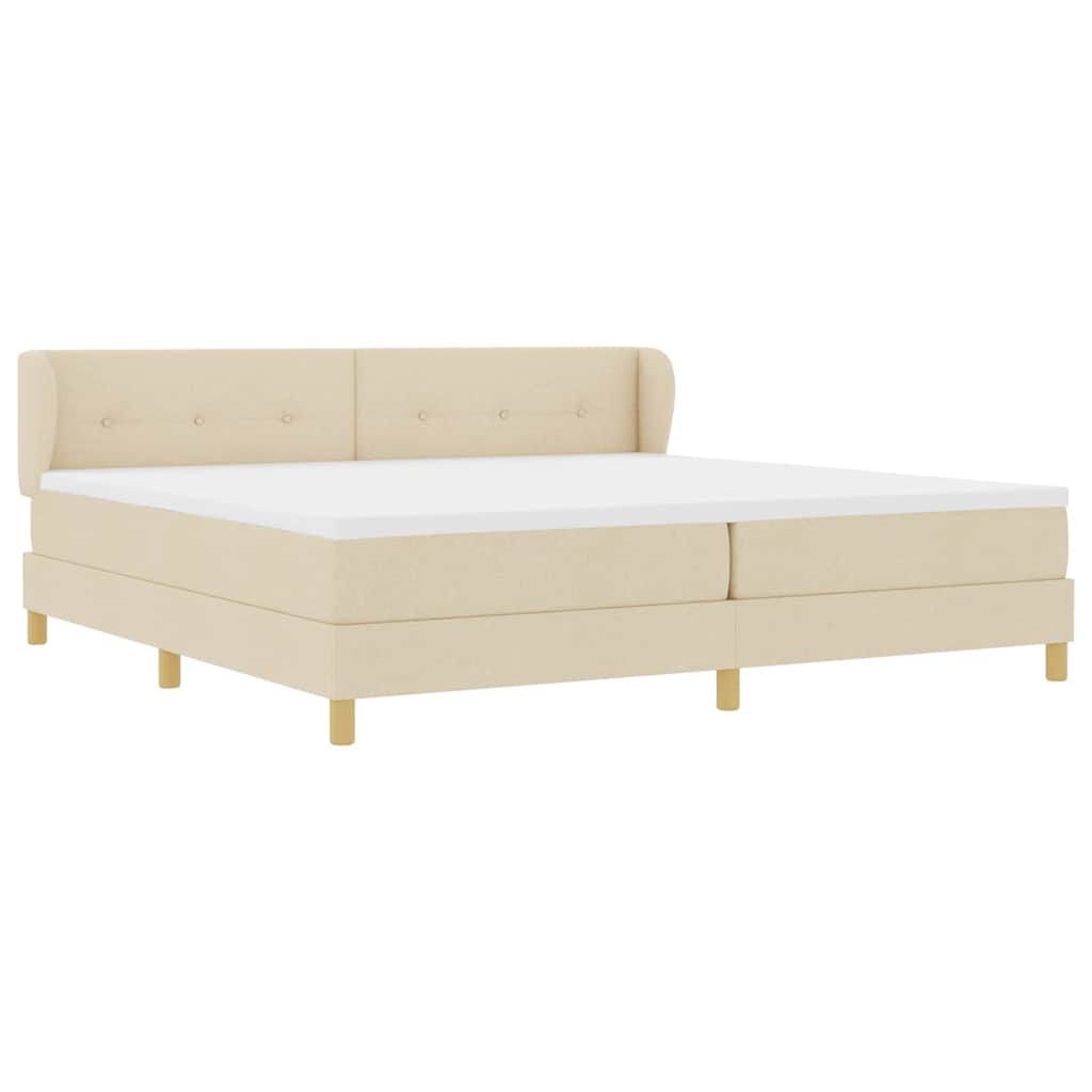 Letto a molle con testiera Crema 200 x 200 cm Tessuto | homemem39