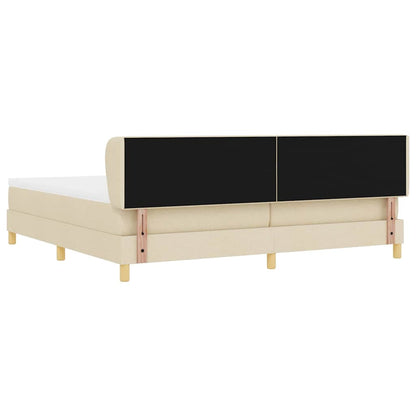 Letto a molle con testiera Crema 200 x 200 cm Tessuto | homemem39