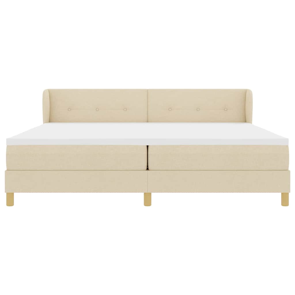 Letto a molle con testiera Crema 200 x 200 cm Tessuto | homemem39