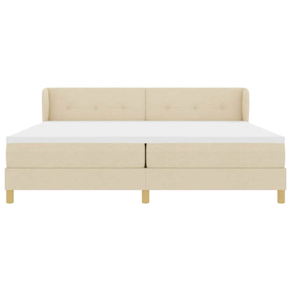 Letto a molle con testiera Crema 200 x 200 cm Tessuto | homemem39