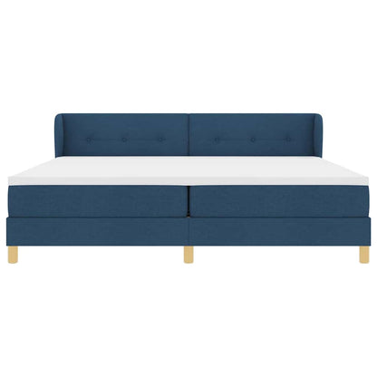 Letto a molle con testiera Blu 200 x 200 cm Tessuto | homemem39