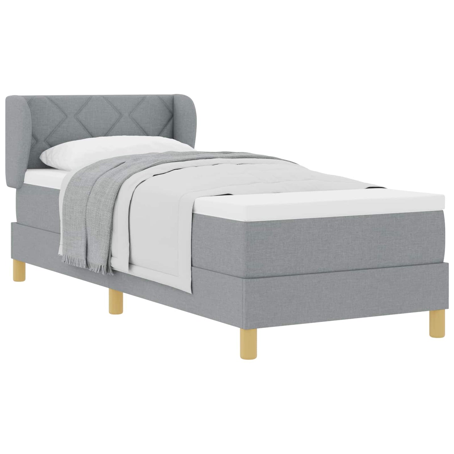 Letto a molle con testiera Grigio chiaro 80 x 200 cm Tessuto | homemem39
