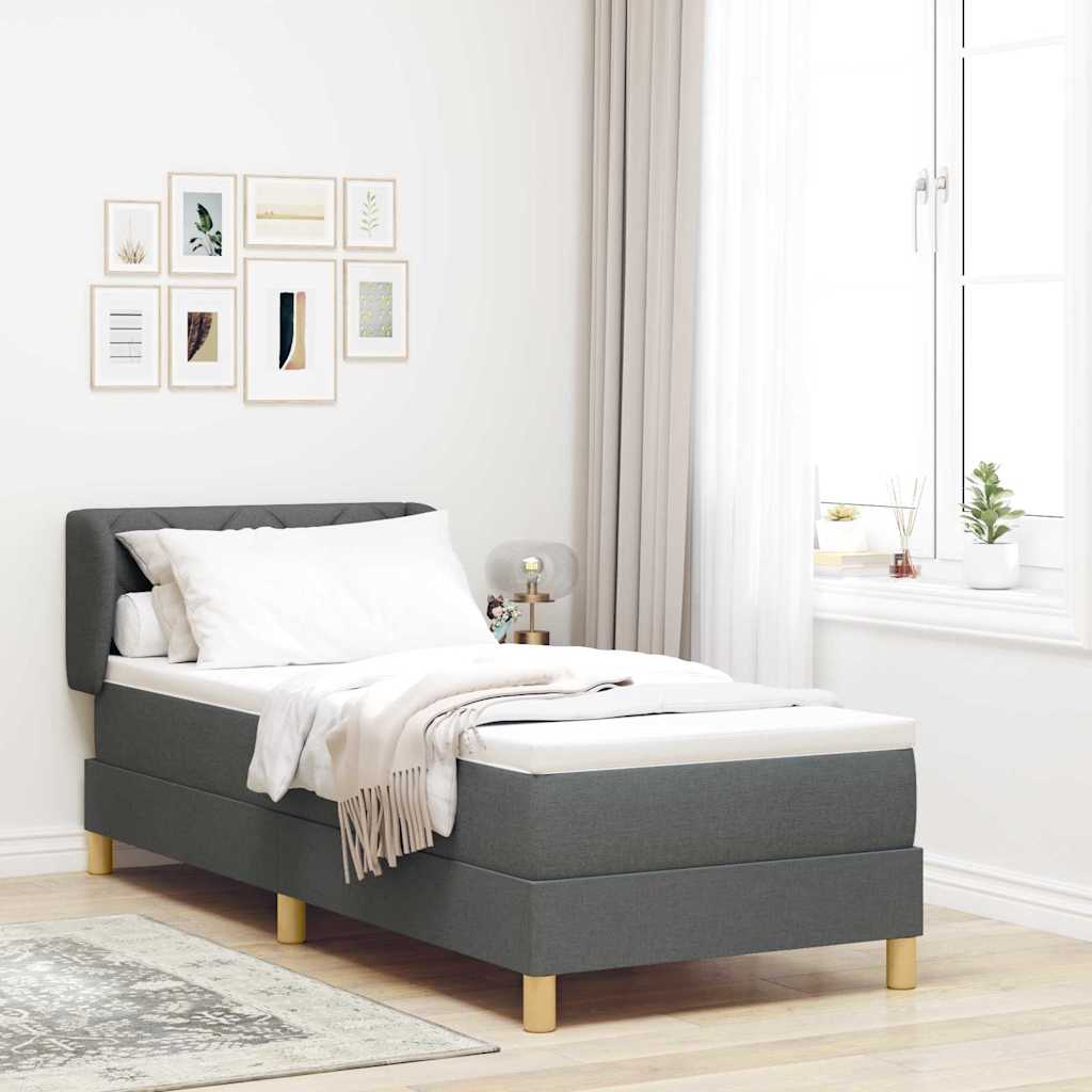 Letto a molle con testiera Grigio scuro 80 x 200 cm Tessuto | homemem39