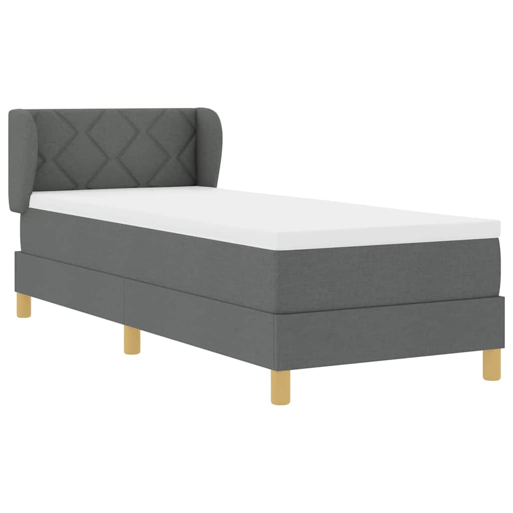 Letto a molle con testiera Grigio scuro 80 x 200 cm Tessuto | homemem39