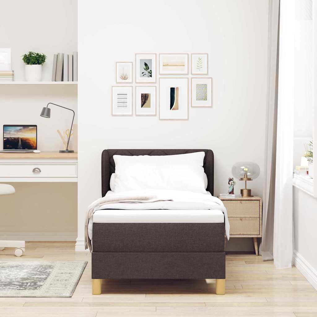 Letto a molle con materasso Marrone Scuro 80 x 200 cm Tessuto