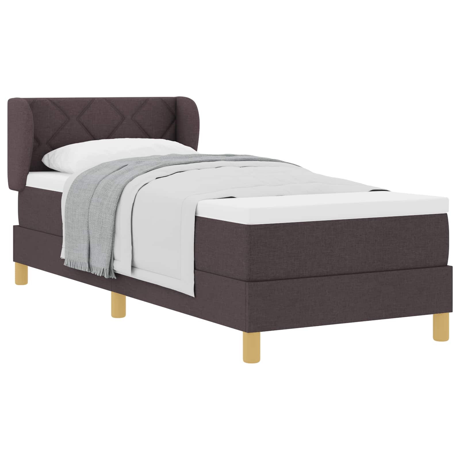 Letto a molle con testiera Marrone Scuro 80 x 200 cm Tessuto | homemem39
