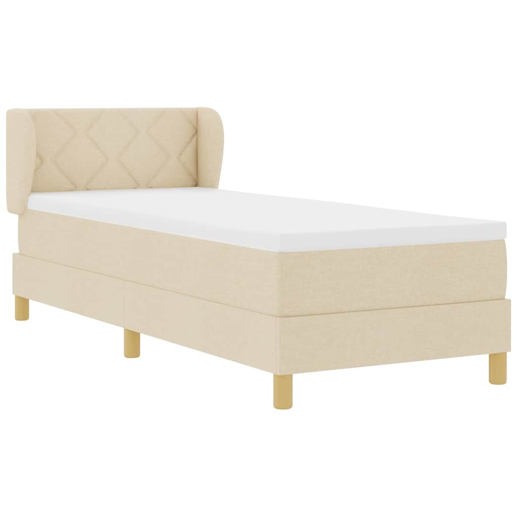 Letto a molle con materasso Crema 80 x 200 cm Tessuto
