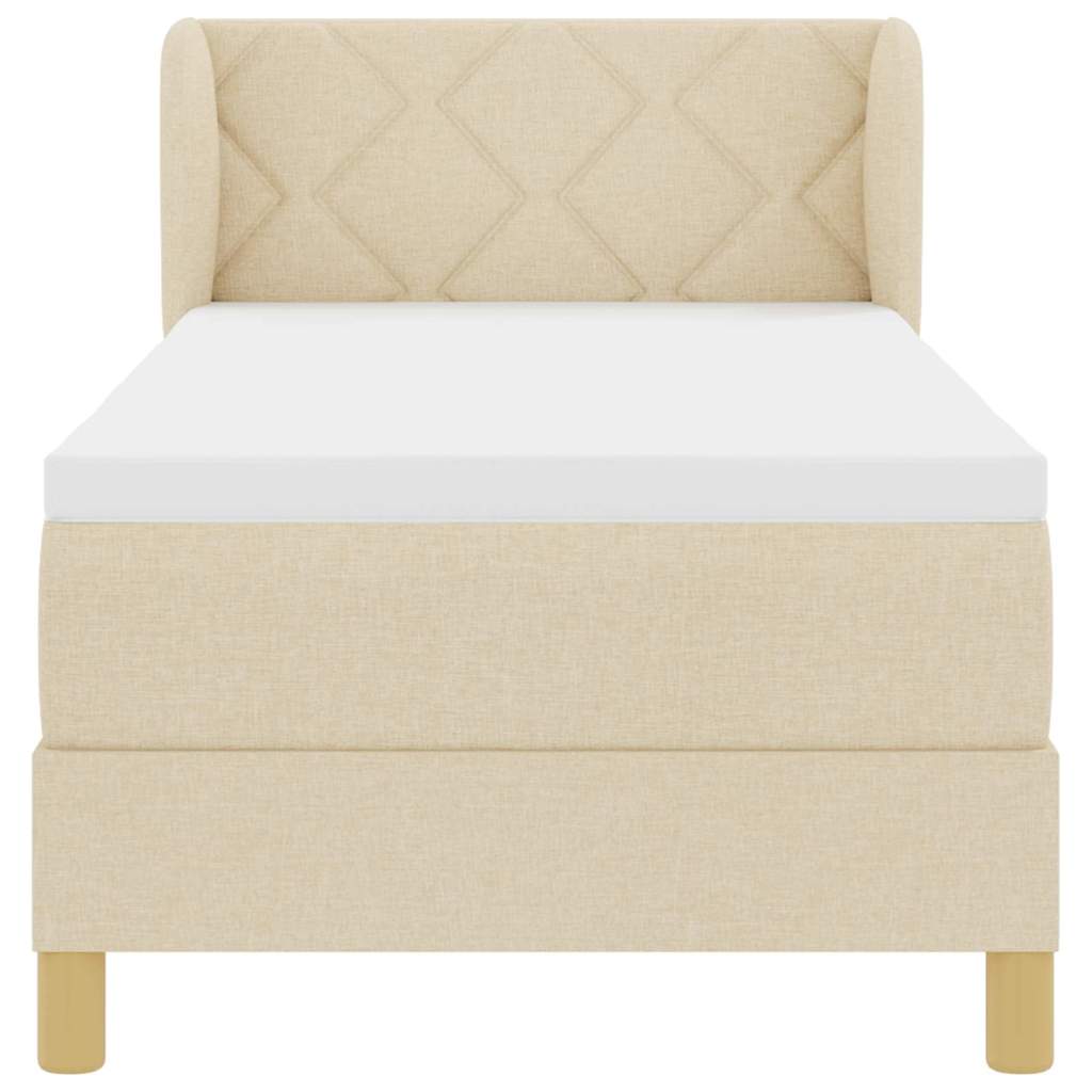 Letto a molle con materasso Crema 80 x 200 cm Tessuto