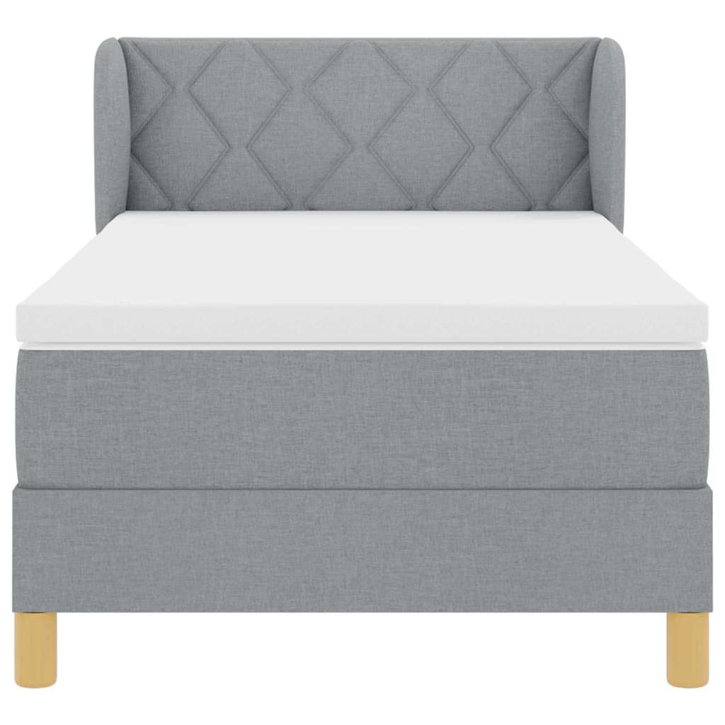 Letto a molle con materasso Grigio chiaro 90 x 190 cm Tessuto