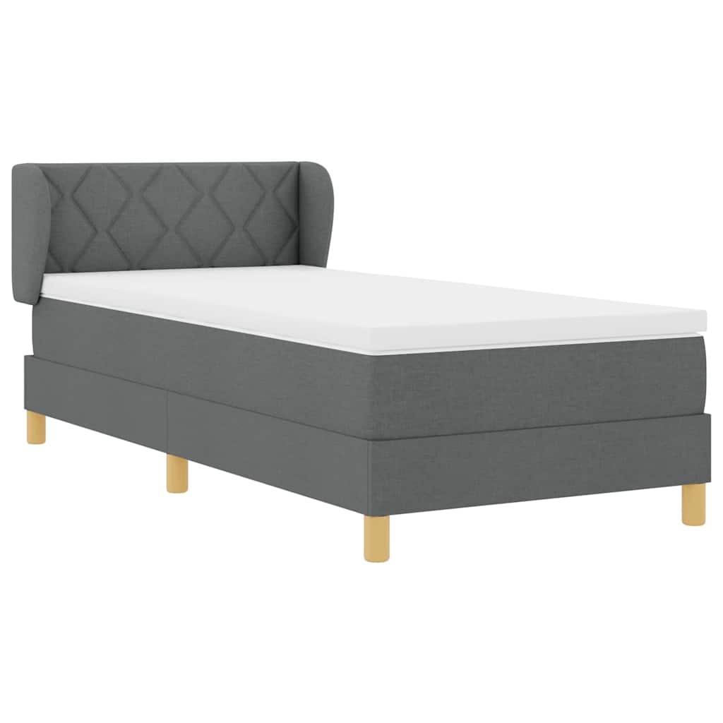 Letto a molle con testiera Grigio scuro 90 x 190 cm Tessuto | homemem39