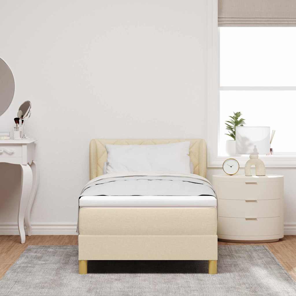 Letto a molle con testiera Crema 90 x 190 cm Tessuto | homemem39