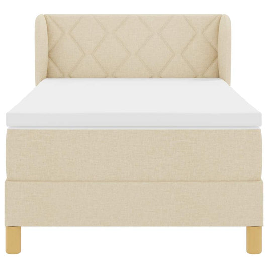 Letto a molle con testiera Crema 90 x 190 cm Tessuto | homemem39