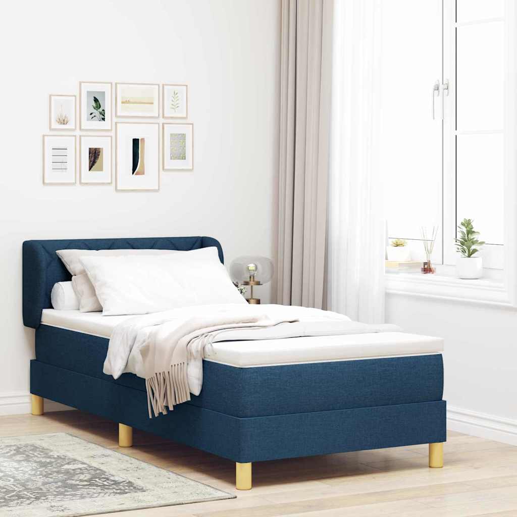 Letto a molle con materasso Blu 90 x 190 cm Tessuto
