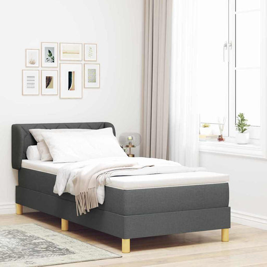 Letto a molle con testiera Grigio scuro 90 x 200 cm Tessuto | homemem39