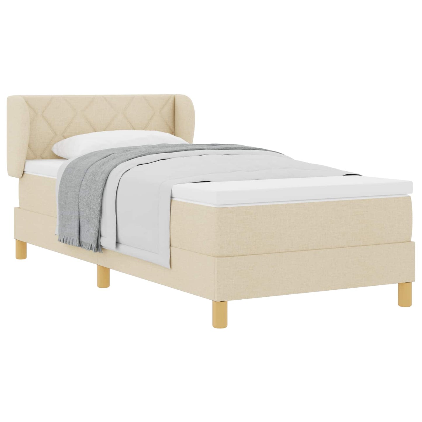 Letto a molle con materasso Crema 90 x 200 cm Tessuto