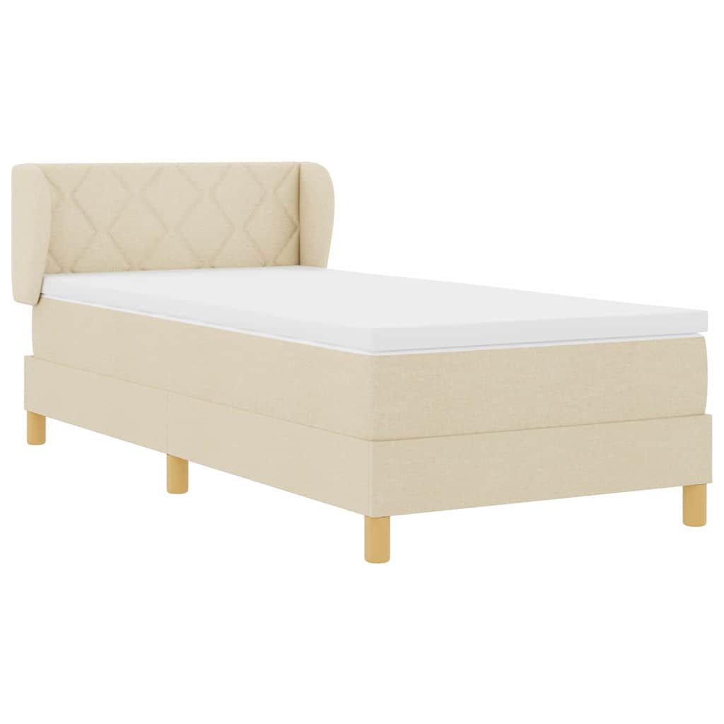 Letto a molle con materasso Crema 90 x 200 cm Tessuto