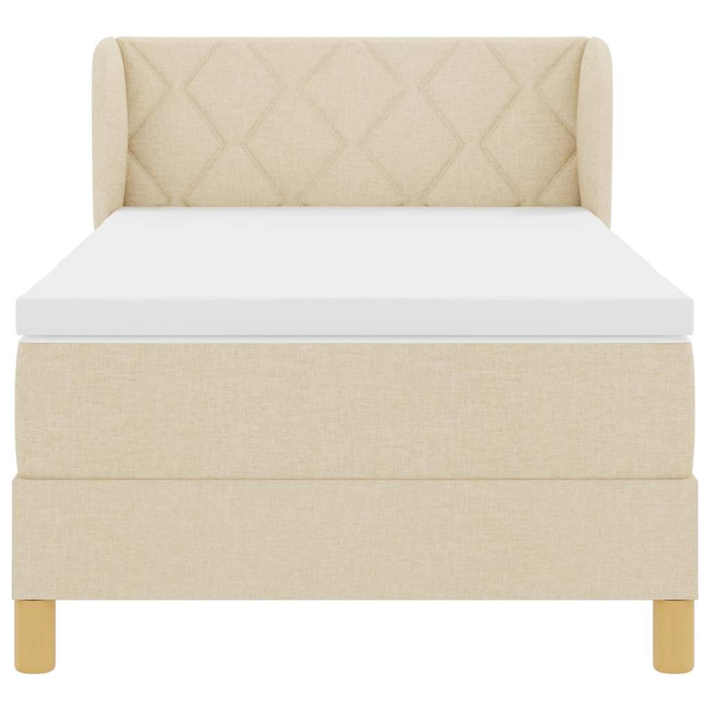 Letto a molle con materasso Crema 90 x 200 cm Tessuto