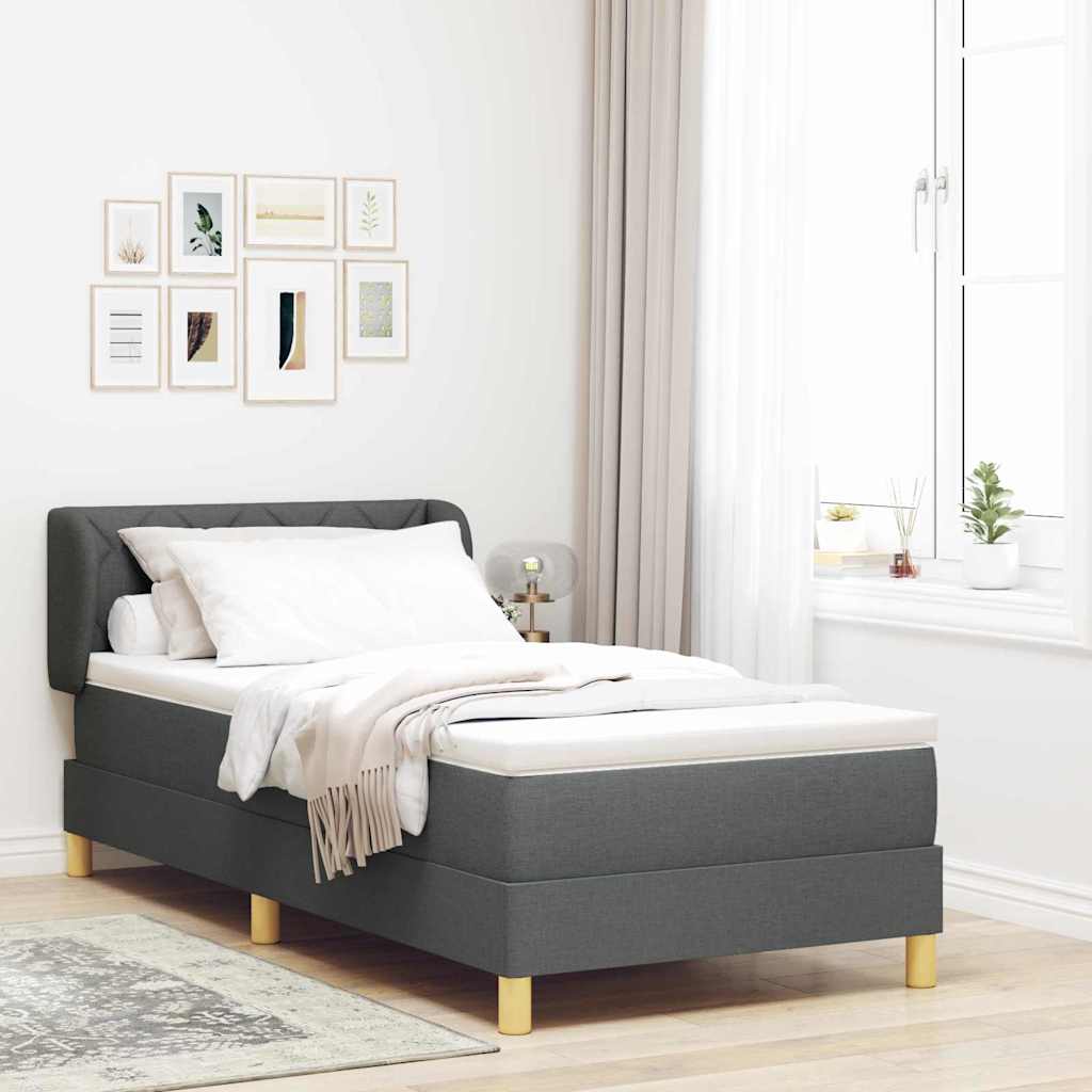 Letto a molle con testiera Grigio scuro 100 x 200 cm Tessuto | homemem39