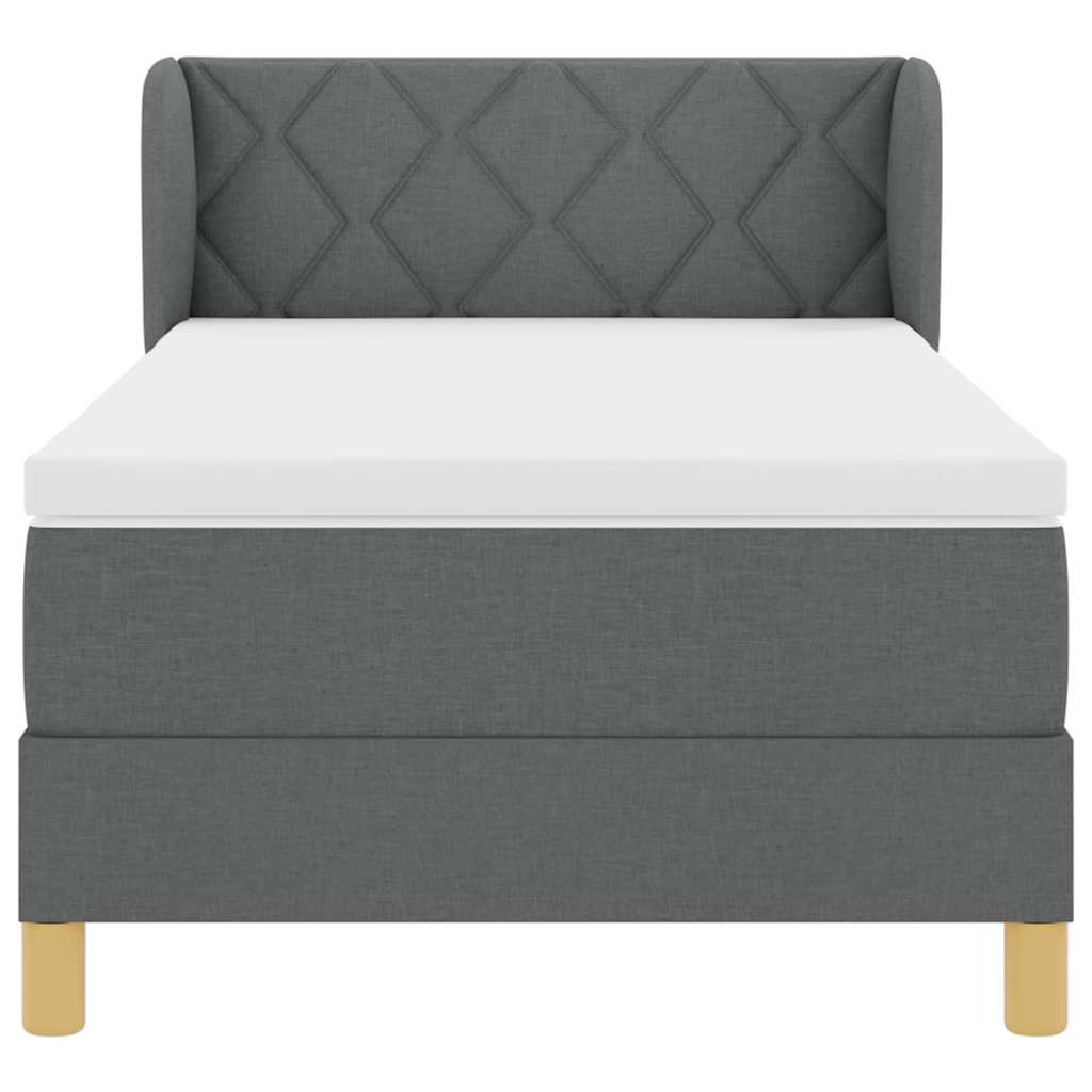 Letto a molle con materasso Grigio scuro 100 x 200 cm Tessuto
